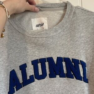 aerie Light Gray Crewneck Sweatshirt with Royal Blue Chenille 'ALUMNI'